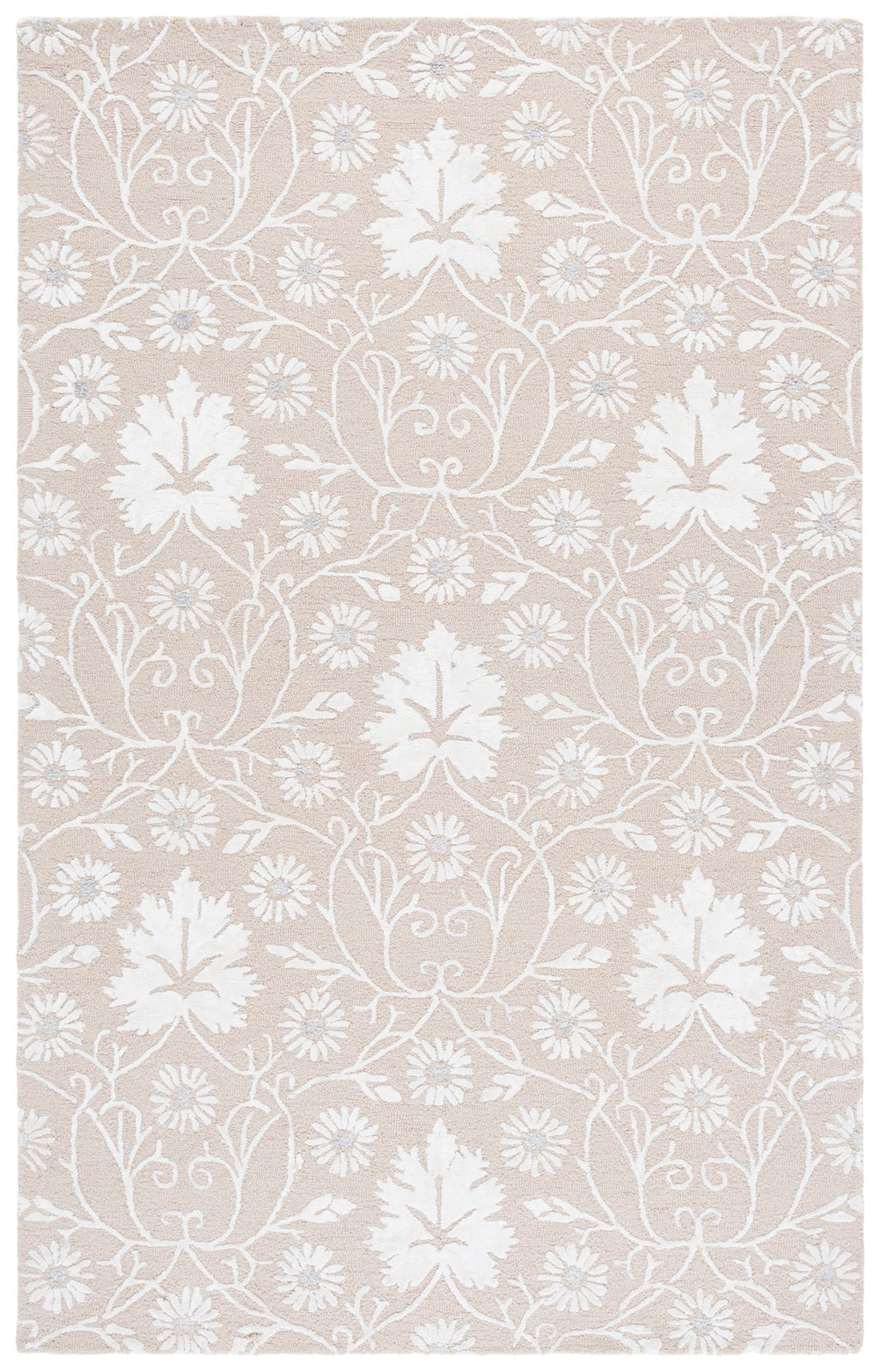 Safavieh Glamour Hand-Tufted Beige Ivory Floral Area Rug — Soft Wool-Viscose Blend, Low Profile Elegance 6'-0" x 6'-0" GLM610B-6SQ