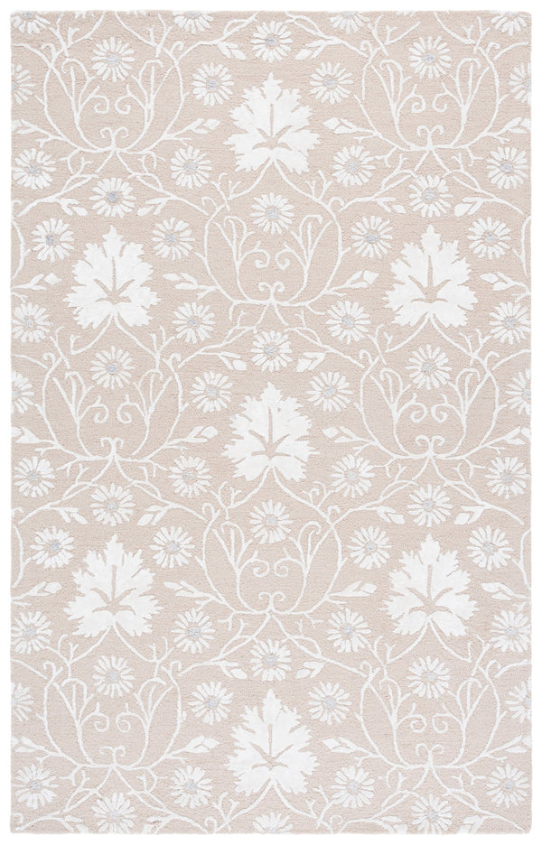 Safavieh Glamour Hand-Tufted Beige Ivory Floral Area Rug — Soft Wool-Viscose Blend, Low Profile Elegance 6'-0" x 6'-0" GLM610B-6SQ