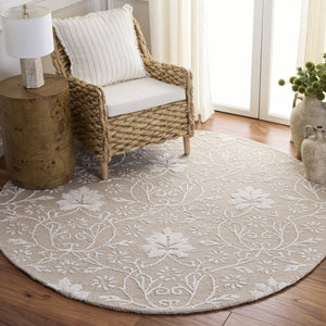 Safavieh Glamour Hand-Tufted Beige Ivory Area Rug With Subtle Floral Motif, Wool-Viscose Blend, Low Profile 4'-0" x 6'-0" GLM610B-4