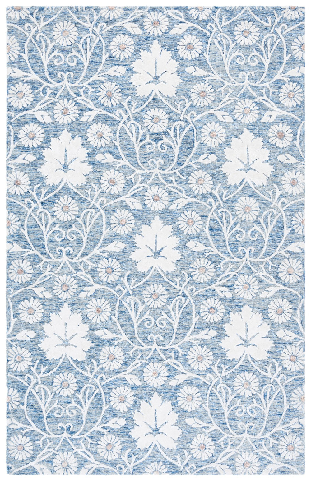 Safavieh Glamour Hand‑Tufted Round Floral Rug In Blue Ivory — Plush Wool‑Viscose Blend, Low Profile Elegance 6'-0" x 6'-0" GLM610M-6R