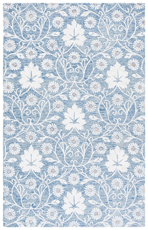 Safavieh Glamour Hand-Tufted Blue And Ivory Floral Area Rug — Wool Viscose Cotton Blend, Low-Profile Elegance 4'-0" x 6'-0" GLM610M-4