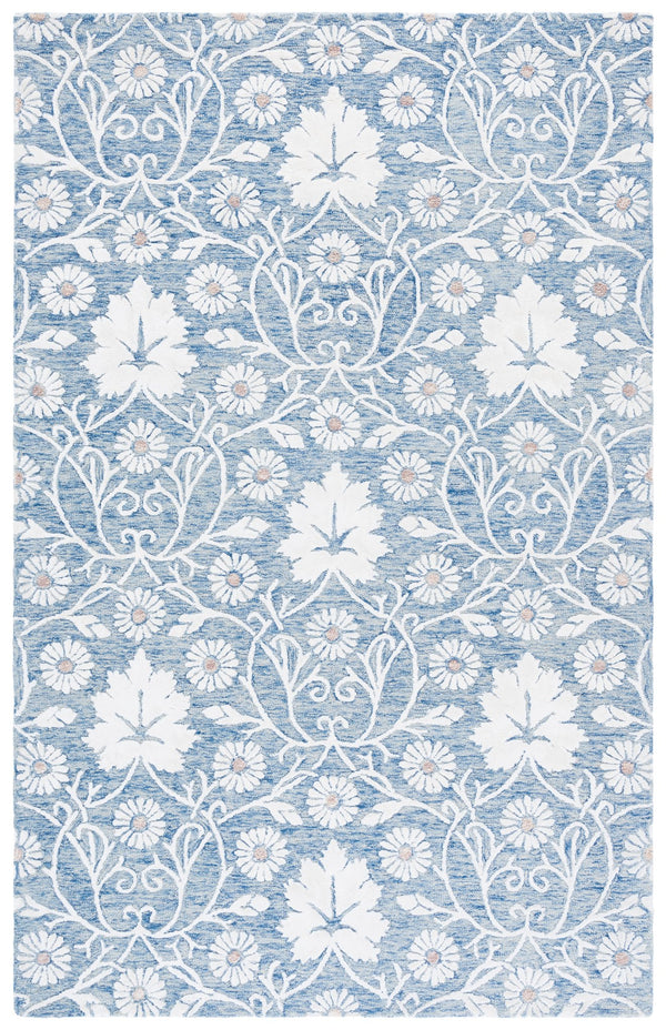 Safavieh Glamour Hand-Tufted Blue & Ivory Floral Area Rug — Wool-Viscose Blend, Low Pile, Elegant Craftsmanship 8'-0" x 10'-0" GLM610M-8