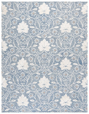 Safavieh Glamour Hand-Tufted Blue Ivory Floral Area Rug — 3/8" Low Pile, Wool-Viscose-Cotton Blend Elegance 6'-0" x 6'-0" GLM610M-6SQ