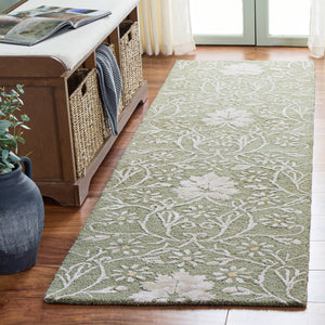 Safavieh Glamour Hand‑Tufted Floral Rug In Sage And Ivory — Soft Wool‑Viscose Blend, Low‑Profile Luxury For Living Rooms 8'-0" x 10'-0" GLM610W-8