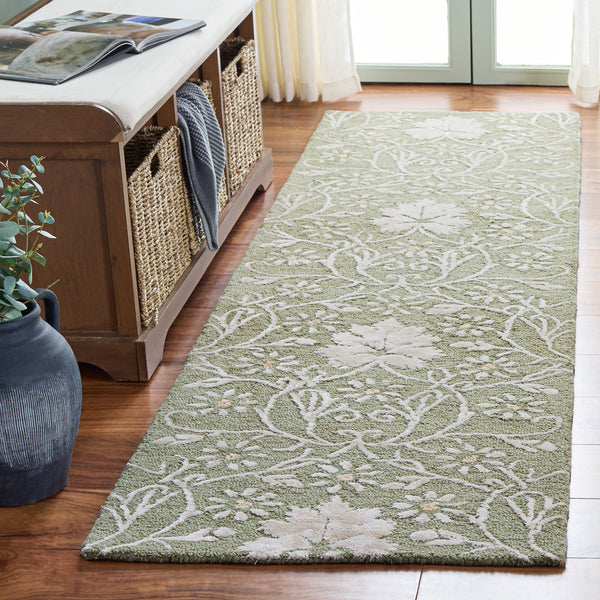 Safavieh Glamour Hand‑Tufted Floral Rug In Sage And Ivory — Soft Wool‑Viscose Blend, Low‑Profile Luxury For Living Rooms 8'-0" x 10'-0" GLM610W-8