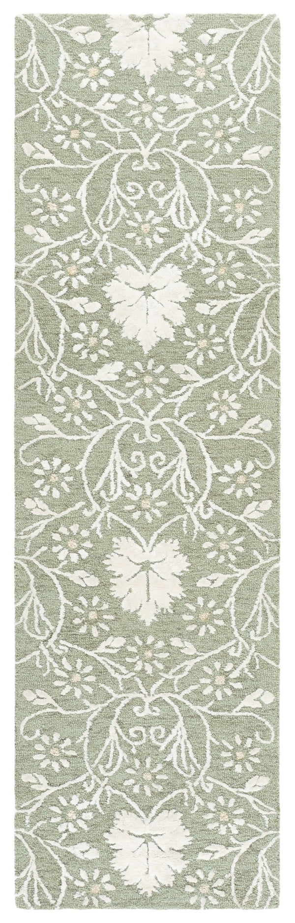 Safavieh Glamour Hand‑Tufted Sage And Ivory Floral Rug — Low‑Pile Luxury Blend (Wool, Viscose, Cotton) 4'-0" x 6'-0" GLM610W-4