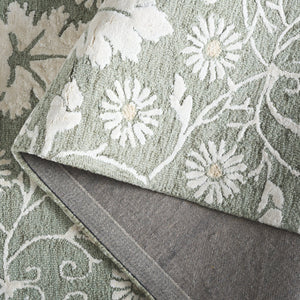 Safavieh Glamour Hand‑Tufted Sage And Ivory Floral Area Rug — Plush Wool‑Viscose Blend, Low‑Profile Elegance 6'-0" x 6'-0" GLM610W-6SQ