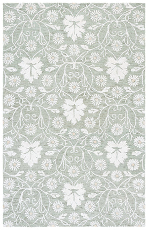 Safavieh Glamour Hand-Tufted Round Area Rug In Sage & Ivory — Floral Country Charm, Wool-Viscose Blend Crafted In India 6'-0" x 6'-0" GLM610W-6R