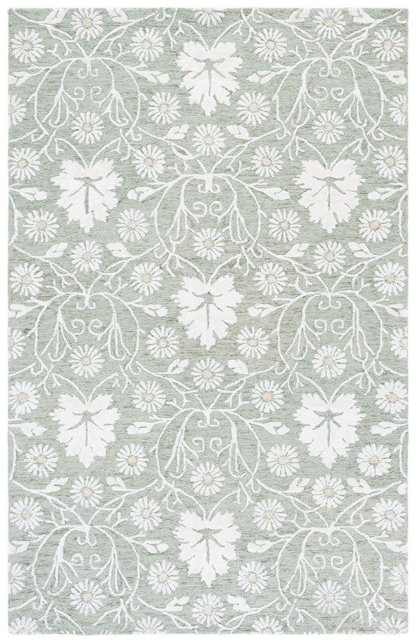 Safavieh Glamour Hand‑Tufted Floral Rug In Sage And Ivory — Soft Wool‑Viscose Blend, Low‑Profile Luxury For Living Rooms 8'-0" x 10'-0" GLM610W-8