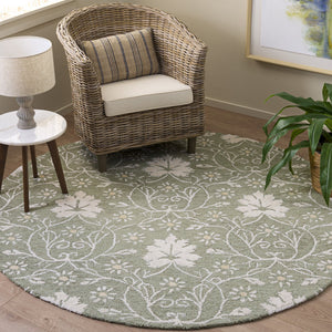 Safavieh Glamour Hand‑Tufted Sage And Ivory Floral Area Rug — Plush Wool‑Viscose Blend, Low‑Profile Elegance 6'-0" x 6'-0" GLM610W-6SQ