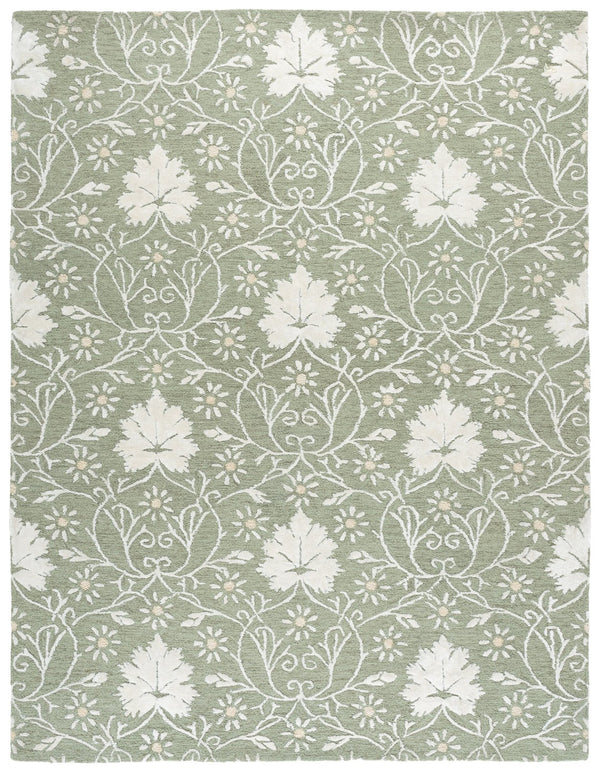 Safavieh Glamour Hand-Tufted Round Area Rug In Sage & Ivory — Floral Country Charm, Wool-Viscose Blend Crafted In India 6'-0" x 6'-0" GLM610W-6R
