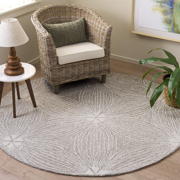 Safavieh Glamour Hand-Tufted Round Area Rug Beige Ivory Floral Elegance – Plush Wool-Viscose Blend, Durable Craftsmanship 6'-0" x 6'-0" GLM611B-6R