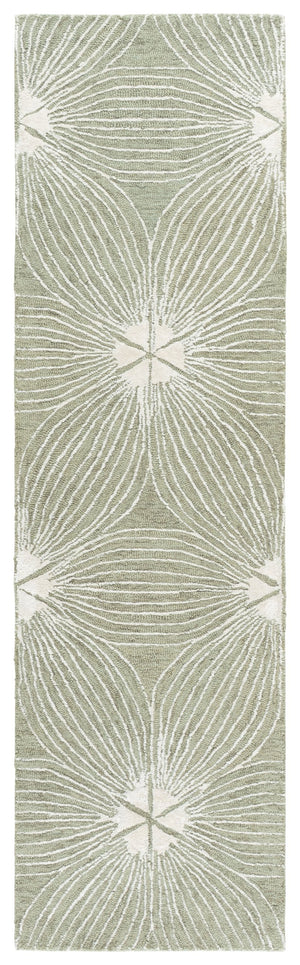 Safavieh Glamour Hand-Tufted Sage And Ivory Floral Rug — Luxurious Wool-Viscose Blend, Low Pile Elegance 6'-0" x 6'-0" GLM611W-6SQ