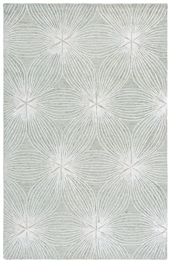 Safavieh Glamour Hand-Tufted Floral Rug In Sage And Ivory — Low Pile Wool-Viscose Blend, Elegant Calm Decor 6'-0" x 9'-0" GLM611W-6