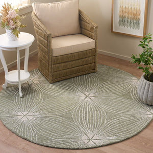 Safavieh Glamour Hand-Tufted Sage And Ivory Floral Rug — Luxurious Wool-Viscose Blend, Low Pile Elegance 6'-0" x 6'-0" GLM611W-6SQ