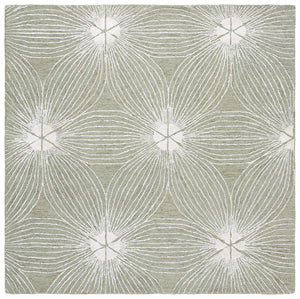 Safavieh Glamour Hand-Tufted Sage And Ivory Floral Rug — Luxurious Wool-Viscose Blend, Low Pile Elegance 6'-0" x 6'-0" GLM611W-6SQ