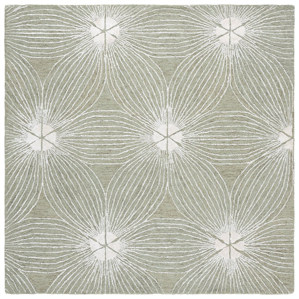 Safavieh Glamour Hand-Tufted Floral Rug In Sage And Ivory — Low Pile Wool-Viscose Blend, Elegant Calm Decor 6'-0" x 9'-0" GLM611W-6