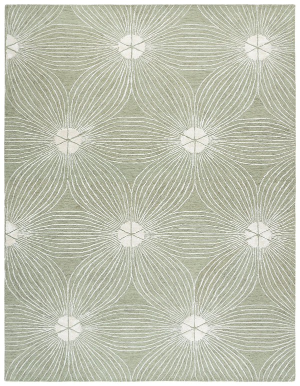 Safavieh Glamour Hand-Tufted Sage And Ivory Floral Rug — Luxurious Wool-Viscose Blend, Low Pile Elegance 6'-0" x 6'-0" GLM611W-6SQ