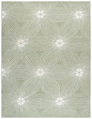 Safavieh Glamour Hand-Tufted Floral Rug In Sage And Ivory — Low Pile Wool-Viscose Blend, Elegant Calm Decor 6'-0" x 9'-0" GLM611W-6