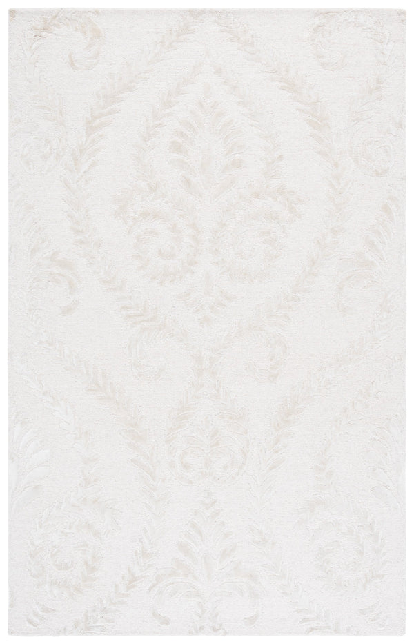 Safavieh Glamour Hand-Tufted Beige Ivory Damask Runner Rug — Wool-Blend Low-Profile Hallway Elegance 2'-3" x 8'-0" GLM612B-28