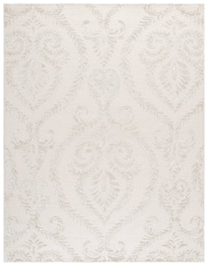 Safavieh Glamour Hand-Tufted Beige Ivory Damask Runner Rug — Wool-Blend Low-Profile Hallway Elegance 2'-3" x 8'-0" GLM612B-28