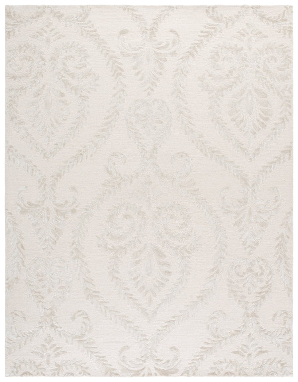 Safavieh Glamour Hand-Tufted Beige Ivory Damask Rug — Wool-Blend Low-Profile Square Accent For Living Rooms 6'-0" x 6'-0" GLM612B-6SQ