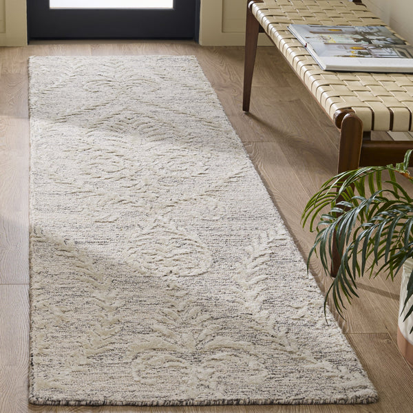 Safavieh Glamour Hand-Tufted Grey Beige Area Rug — Wool-Viscose-Cotton Blend, Low Pile Damask Elegance 4'-0" x 6'-0" GLM612F-4
