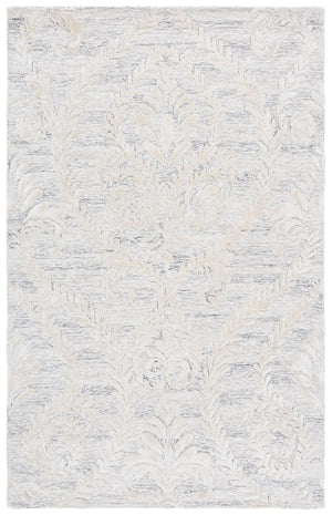 Safavieh Glamour Hand-Tufted Grey Beige Area Rug — Wool-Viscose-Cotton Blend, Low Pile Damask Elegance 4'-0" x 6'-0" GLM612F-4