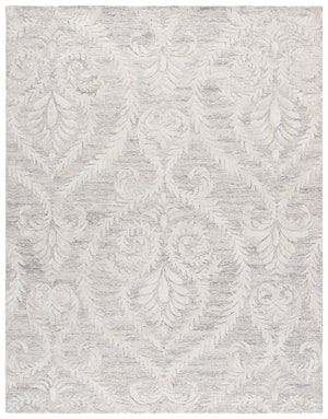 Safavieh Glamour Hand-Tufted Grey Beige Area Rug With Floral Damask Pattern, Wool-Viscose-Cotton Blend Elegance 6'-0" x 6'-0" GLM612F-6SQ