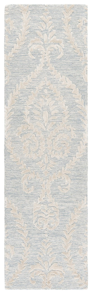 Safavieh Glamour Hand-Tufted Blue And Ivory Floral-Damask Rug — Wool-Blend Low Pile For Cozy Elegance 4'-0" x 6'-0" GLM612M-4