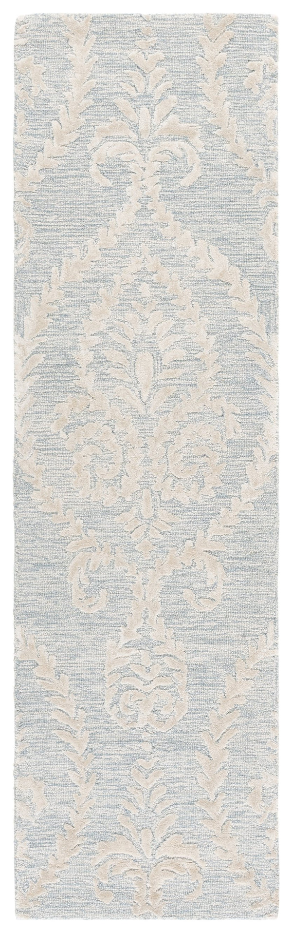 Safavieh Glamour Hand-Tufted Blue Ivory Floral Area Rug 8X10 Wool-Viscose Blend, Elegant Damask Texture 8'-0" x 10'-0" GLM612M-8