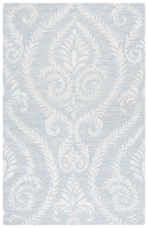 Safavieh Glamour Hand-Tufted Round Blue Ivory Rug With Floral Damask Motif, Wool-Viscose Blend, Low Profile 6'-0" x 6'-0" GLM612M-6R