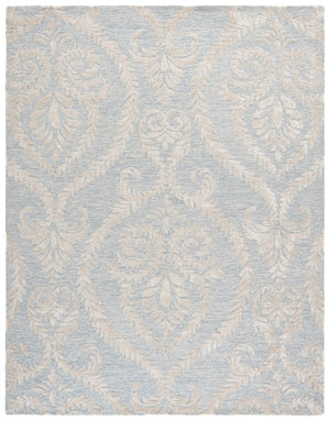 Safavieh Glamour Hand-Tufted Blue Ivory Floral Area Rug 8X10 Wool-Viscose Blend, Elegant Damask Texture 8'-0" x 10'-0" GLM612M-8