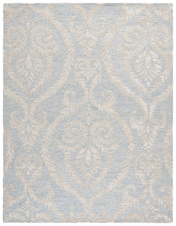 Safavieh Glamour Hand-Tufted Blue And Ivory Floral Rug — Low-Profile Wool-Viscose Blend For Elegant Comfort 6'-0" x 9'-0" GLM612M-6