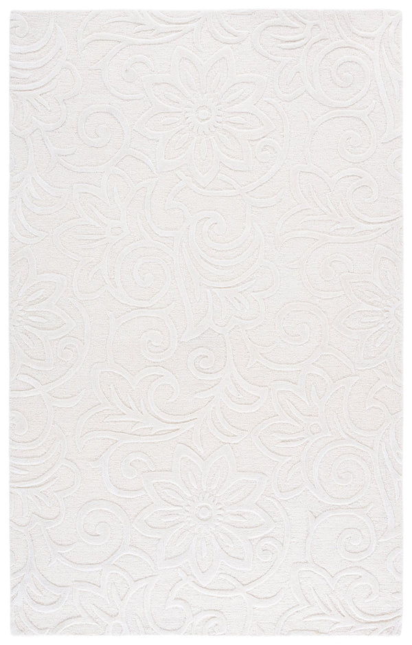 Safavieh Glamour Ivory Hand-Tufted Floral Area Rug 8X10, Wool-Viscose-Cotton Blend, Low-Profile Elegance 8'-0" x 10'-0" GLM613A-8