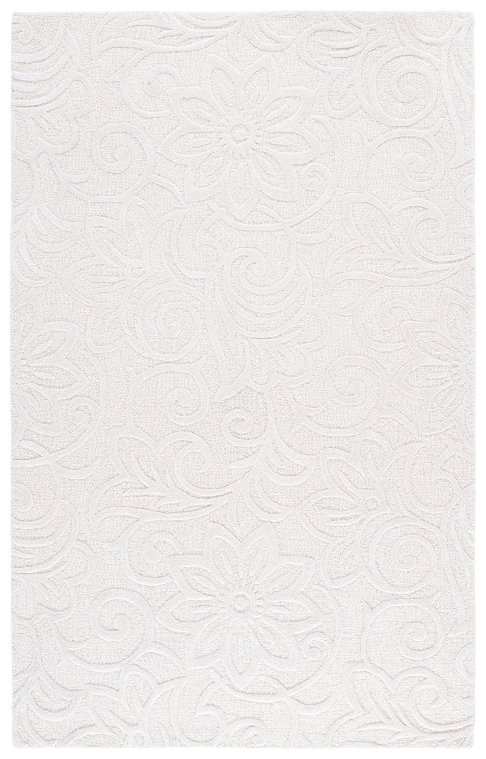 Safavieh Glamour Hand-Tufted Ivory Runner With Subtle Floral Motif, Wool-Blend Low-Profile Luxury Rug 2'-3" x 8'-0" GLM613A-28