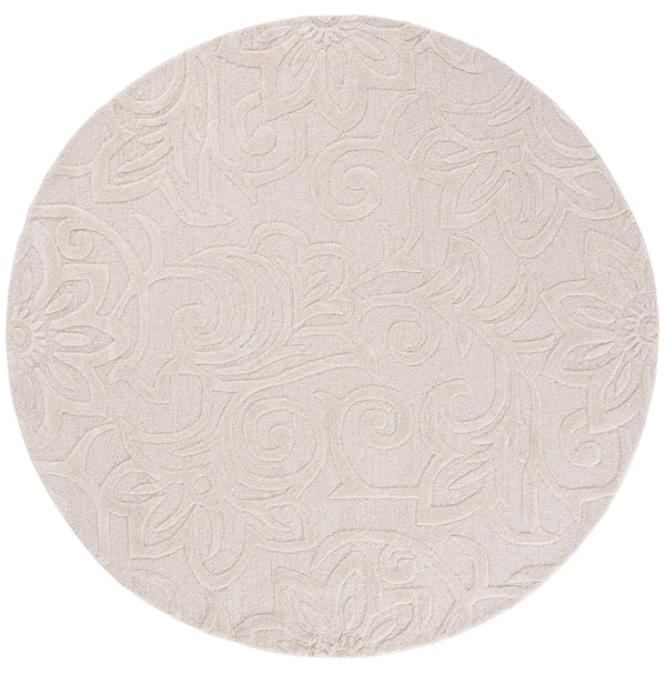 Safavieh Glamour Hand-Tufted Ivory Round Rug 70% Wool 20% Viscose Floral Texture For Modern Living Areas 6'-0" x 6'-0" GLM613A-6R