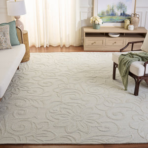 Safavieh Glamour Ivory Hand-Tufted Floral Area Rug 8X10, Wool-Viscose-Cotton Blend, Low-Profile Elegance 8'-0" x 10'-0" GLM613A-8