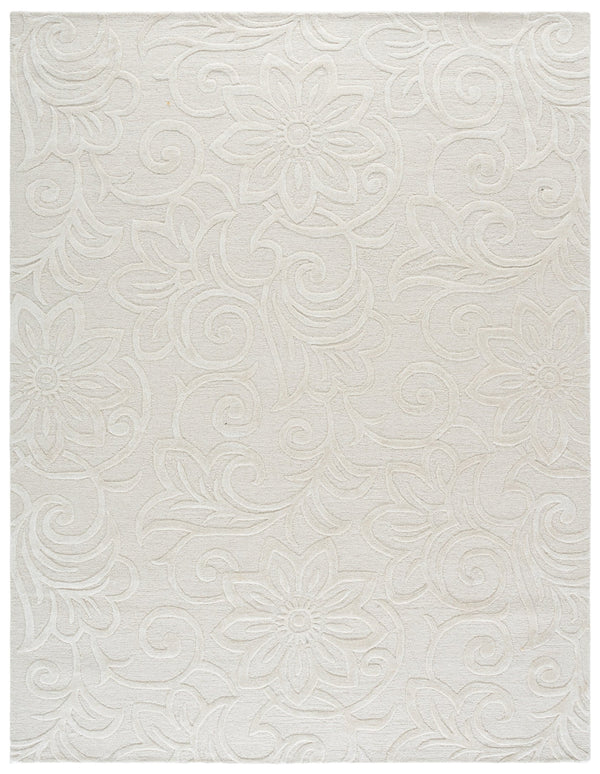 Safavieh Glamour Hand‑Tufted Ivory Area Rug — Subtle Floral Texture, Wool‑Blend Low Pile, Timeless Elegance 4'-0" x 6'-0" GLM613A-4