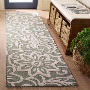 Safavieh Glamour Hand-Tufted Sage Green And Ivory Floral Round Rug — Plush Wool-Blend Texture, Transitional Style 6'-0" x 6'-0" GLM613W-6R