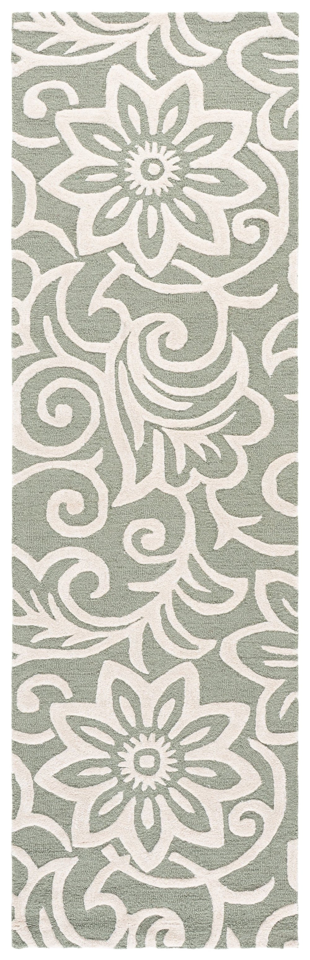 Safavieh Glamour Hand-Tufted Sage Green & Ivory Floral Area Rug, 3/8" Low Pile, Wool-Viscose Blend Elegance 6'-0" x 9'-0" GLM613W-6