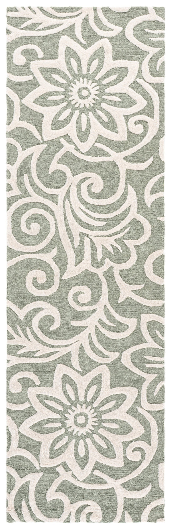 Safavieh Glamour Hand-Tufted Sage Green And Ivory Floral Round Rug — Plush Wool-Blend Texture, Transitional Style 6'-0" x 6'-0" GLM613W-6R
