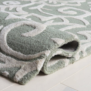 Safavieh Glamour Hand-Tufted Sage Green And Ivory Floral Rug, Wool Blend Low-Pile Square Accent For Home 6'-0" x 6'-0" GLM613W-6SQ