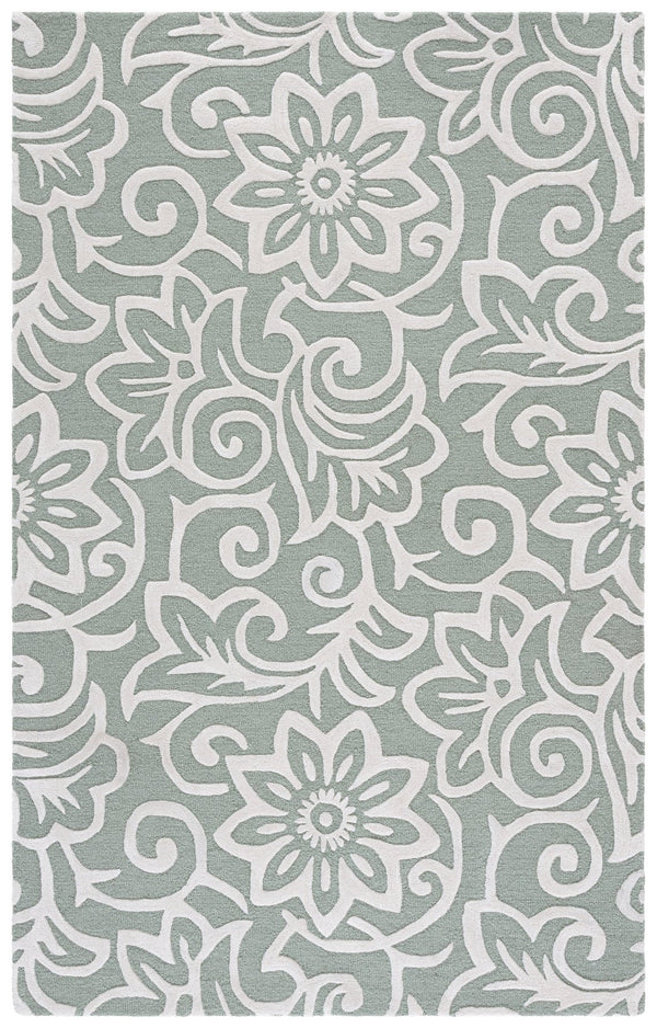 Safavieh Glamour Hand-Tufted Sage Green And Ivory Floral Rug, Wool Blend Low-Pile Square Accent For Home 6'-0" x 6'-0" GLM613W-6SQ