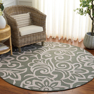 Safavieh Glamour Hand-Tufted Sage Green And Ivory Floral Round Rug — Plush Wool-Blend Texture, Transitional Style 6'-0" x 6'-0" GLM613W-6R