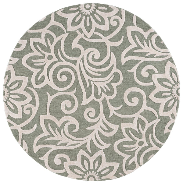 Safavieh Glamour Hand-Tufted Sage Green And Ivory Floral Rug, Wool Blend Low-Pile Square Accent For Home 6'-0" x 6'-0" GLM613W-6SQ