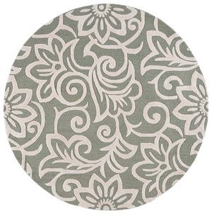 Safavieh Glamour Hand-Tufted Sage Green And Ivory Floral Round Rug — Plush Wool-Blend Texture, Transitional Style 6'-0" x 6'-0" GLM613W-6R