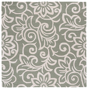 Safavieh Glamour Hand-Tufted Sage Green And Ivory Floral Rug, Wool Blend Low-Pile Square Accent For Home 6'-0" x 6'-0" GLM613W-6SQ