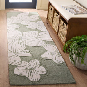 Safavieh Glamour Hand-Tufted Floral Rug In Sage Green & Ivory — Wool-Blend Low Pile, Durable Elegant Style 9'-0" x 12'-0" GLM614W-9