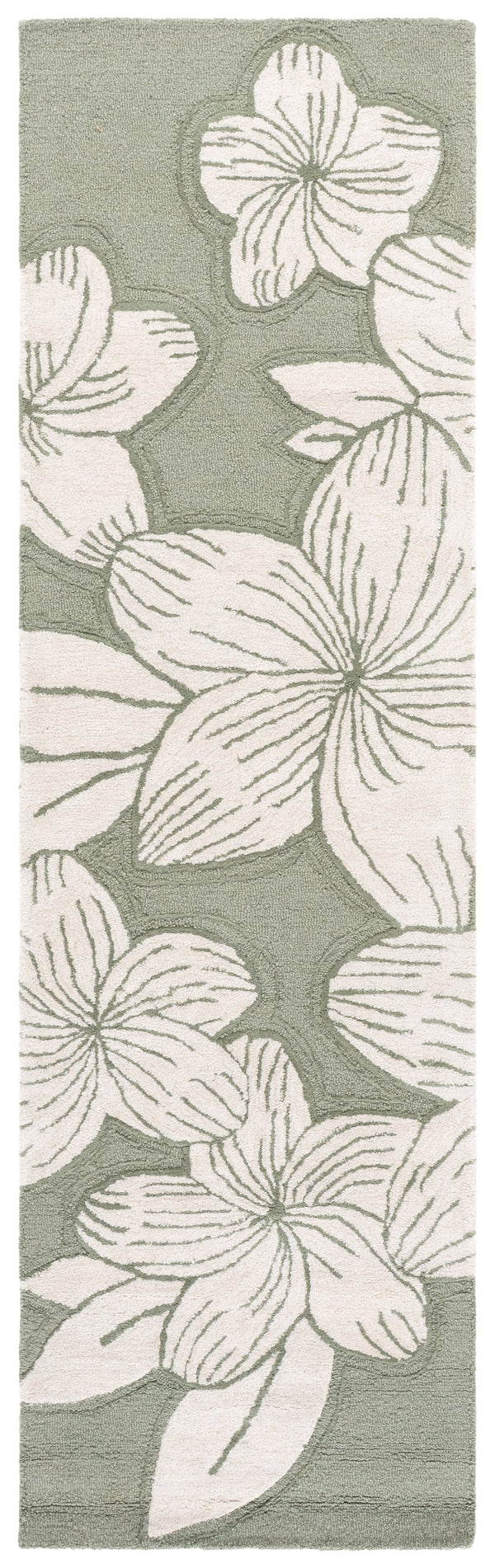 Safavieh Glamour Hand-Tufted Sage Green And Ivory Area Rug With Low-Profile Pile, Wool-Blend Floral Elegance 6'-0" x 6'-0" GLM614W-6SQ